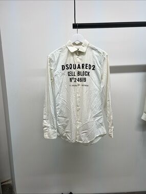 DSQUARED2 White Logo Print Button-Down Shirt
